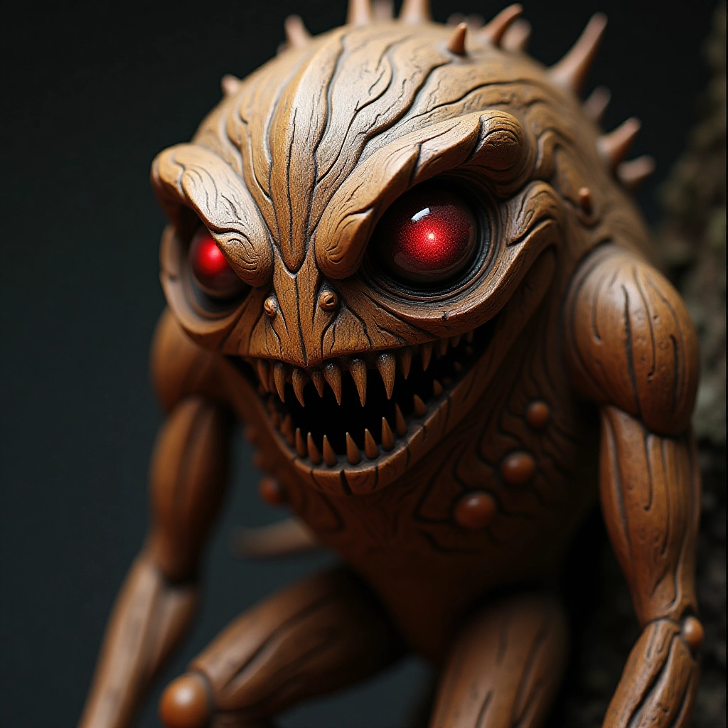 Wooden Horror Sculpture